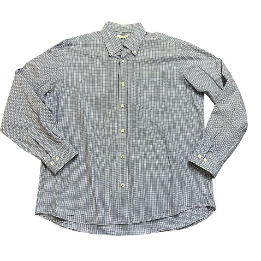 Oliver Ridley Men’s plaid button down shirt purple blue Size L